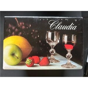 Bohemia Claudia Cut Crystal Liqueur 4.25” Cordial Glasses 6 NIB Old Stock‎